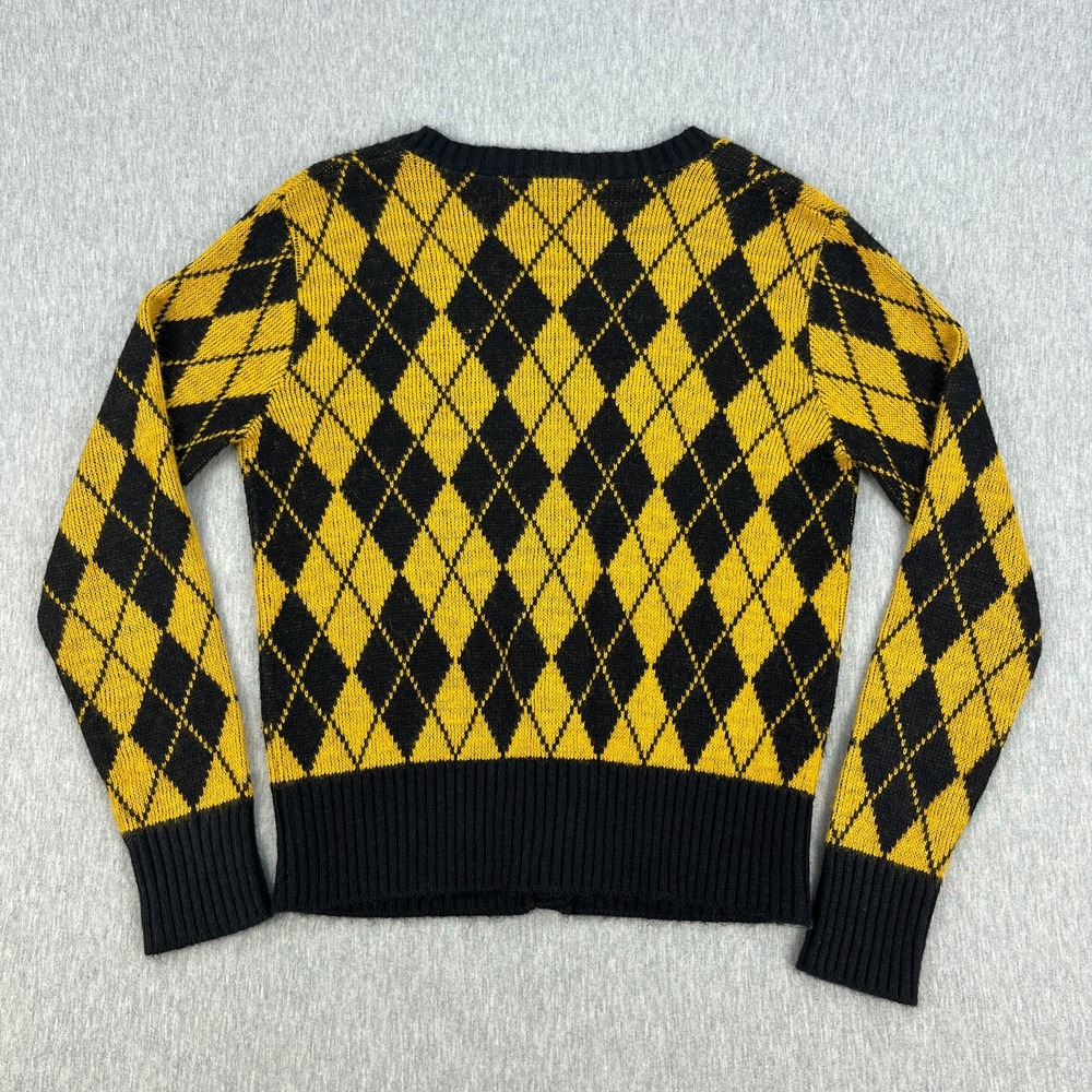 Vintage Garland Argyle Cardigan Sweater Womens S Yellow Black Orlon Acrylic 60s - Picture 7 of 10